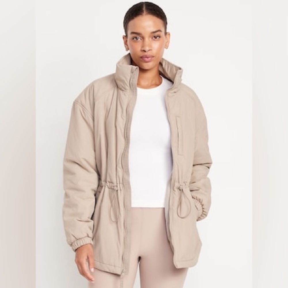 NWOT Old Navy Women's Beige Cinched-Waist Jacket Size M.